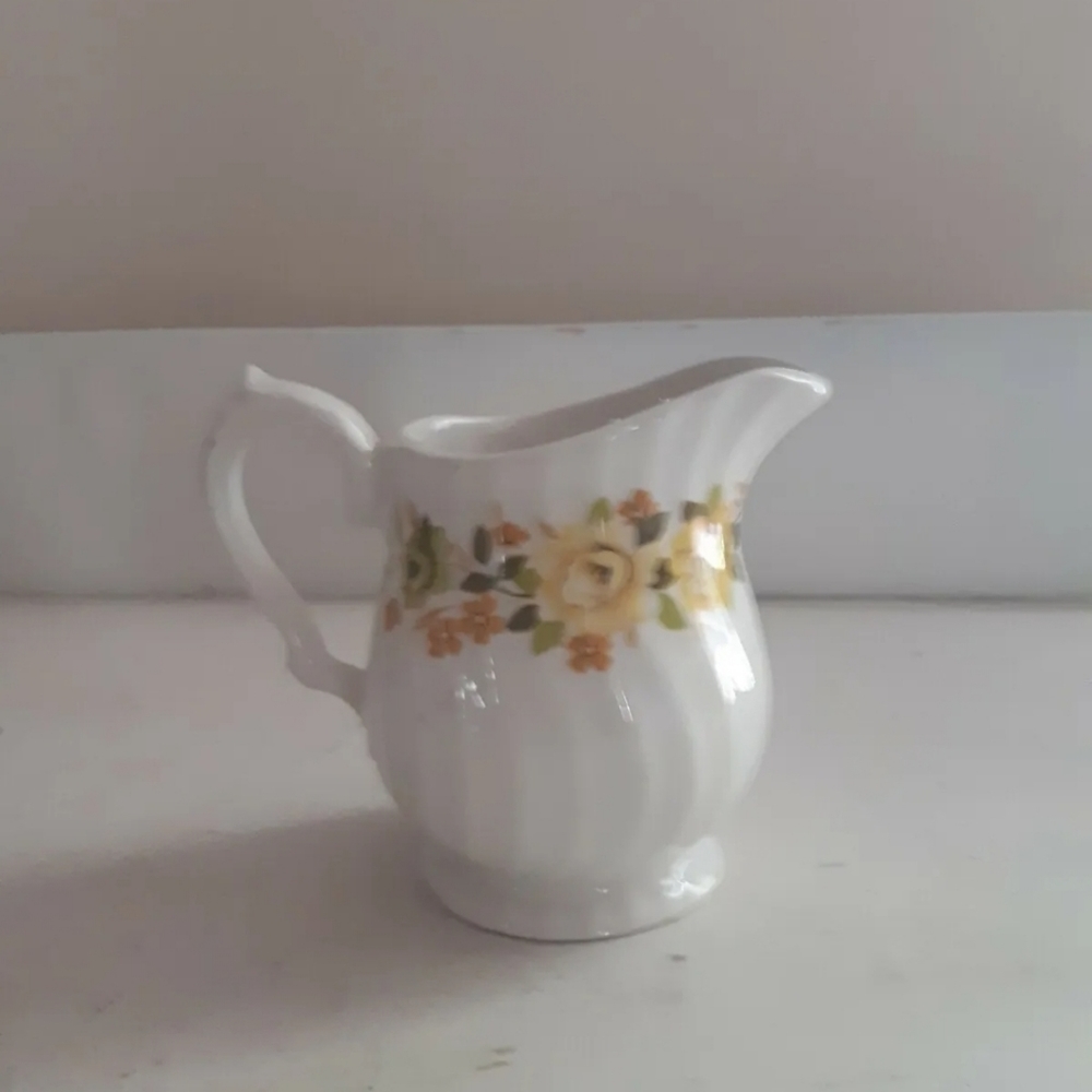 Vintage creamer Chantilly ironstone Ware by Myott  with Flowers pattern made eng